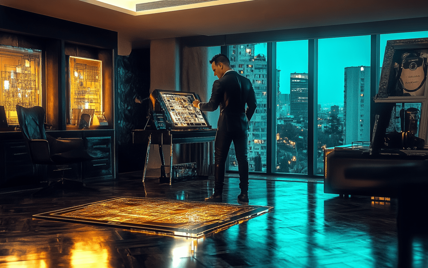 Паркет для теплого пола, красиво уложенный в современном интерьере.